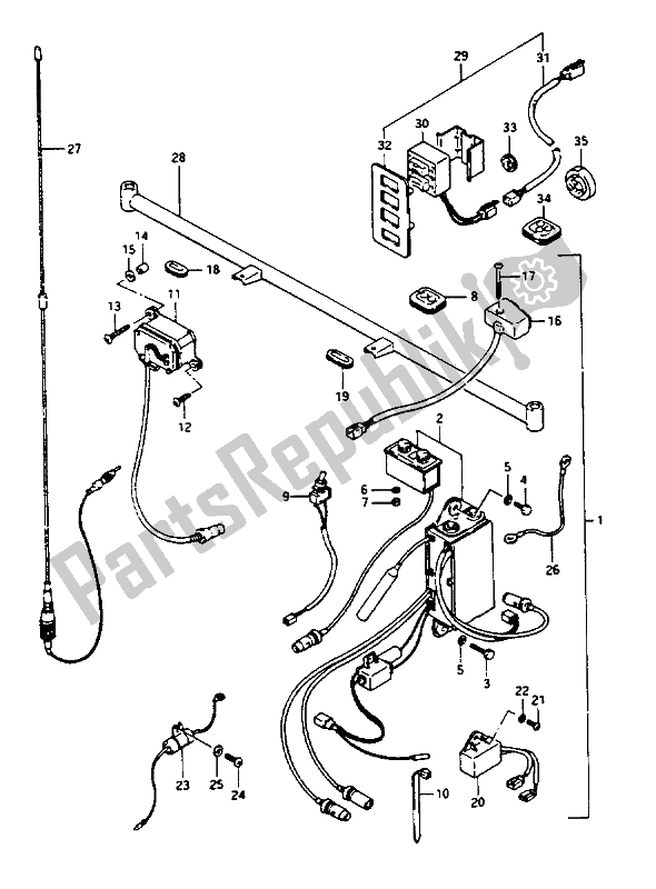 Toutes les pièces pour le Kit Radio Cb du Suzuki GV 1400 Gdgcgt 1986