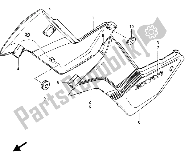 All parts for the Frame Cover (gsx750e) of the Suzuki GSX 750 Esefe 1985