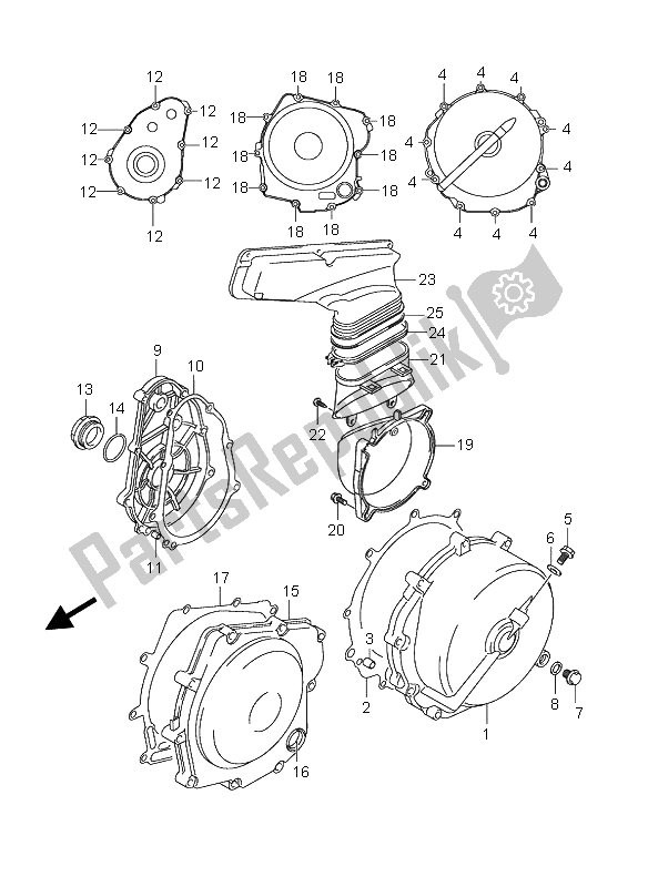 All parts for the Crankcase Cover of the Suzuki AN 650 AAZ Burgman Executive 2008