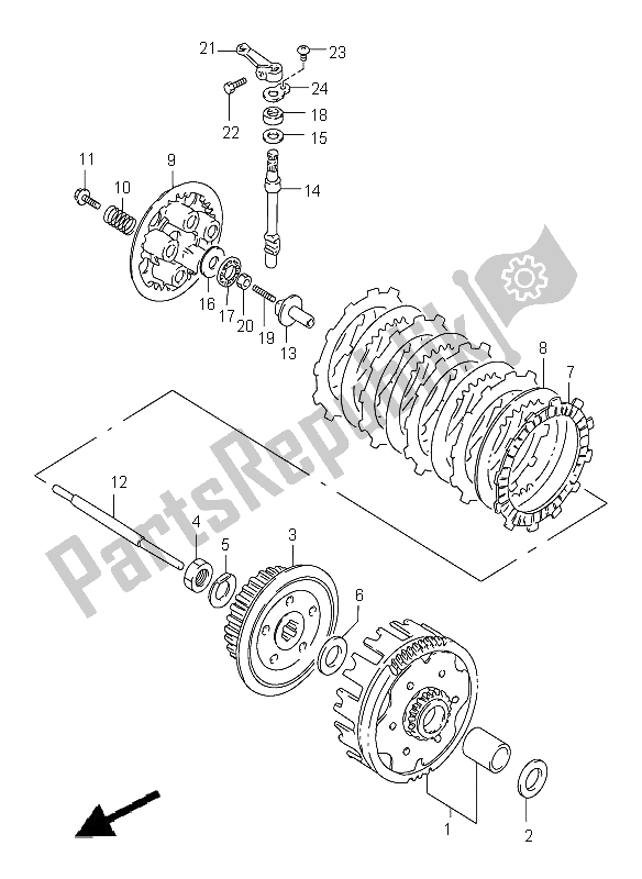 Todas as partes de Embreagem do Suzuki DR 125 SE 2001