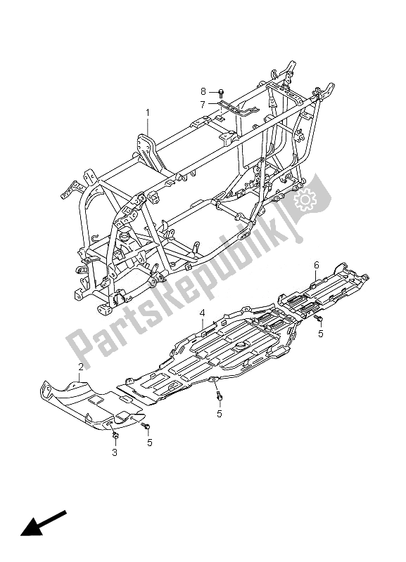 All parts for the Frame of the Suzuki LT A 450 XZ Kingquad 4X4 2010