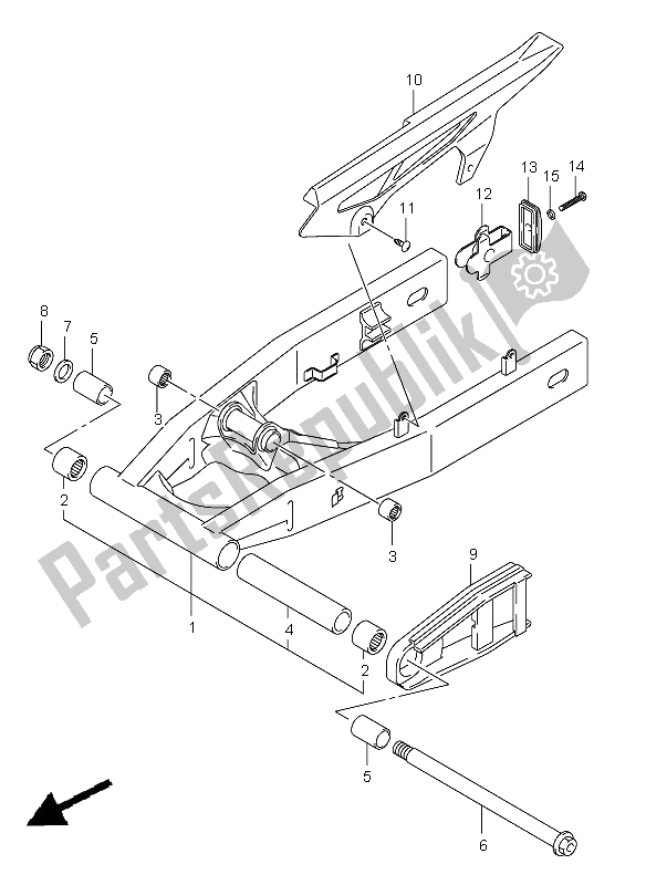 Tutte le parti per il Braccio Oscillante Posteriore (gsf650-u-s-su) del Suzuki GSF 650 Nsnasa Bandit 2006