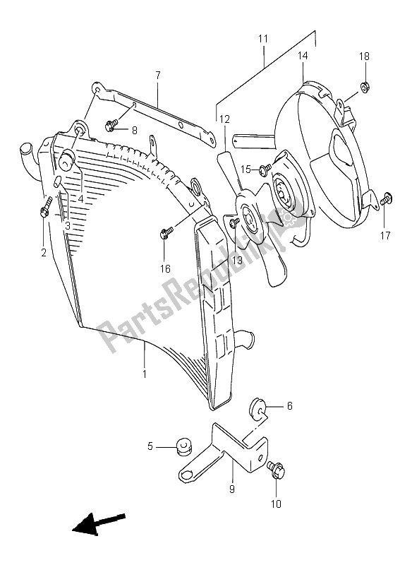 Alle onderdelen voor de Radiator van de Suzuki RF 900R 1995