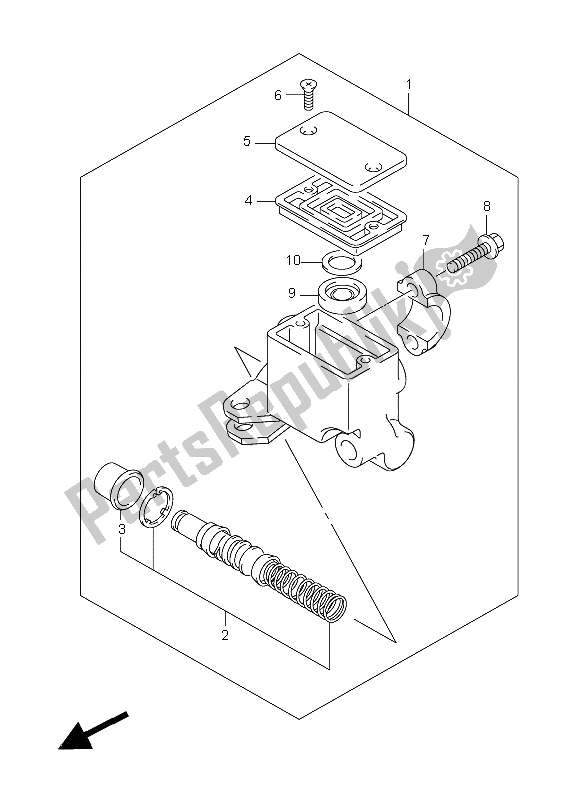 All parts for the Front Master Cylinder of the Suzuki LT F 250 Ozark 2009