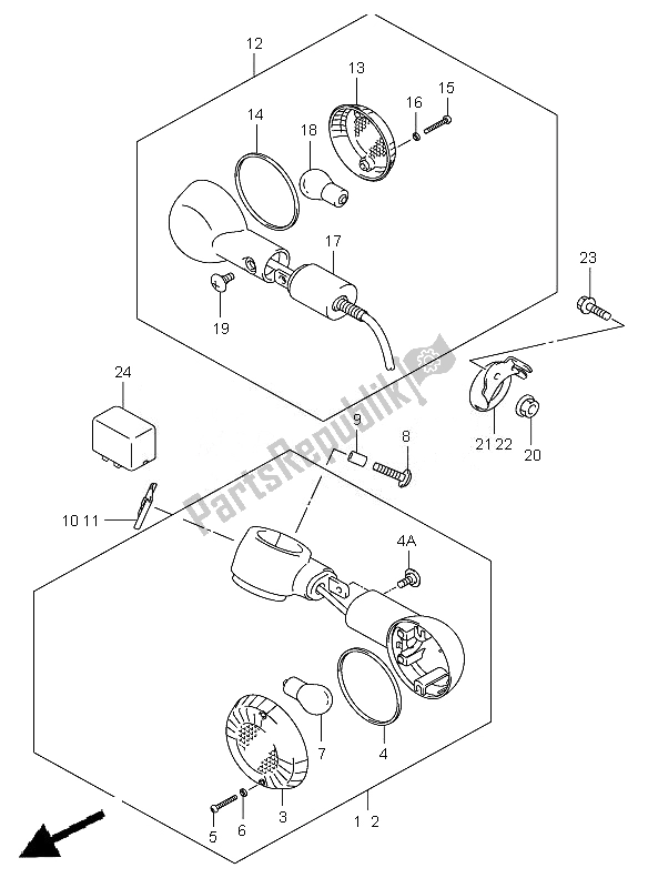 All parts for the Turn Signal Lamp of the Suzuki VL 125 Intruder 2007