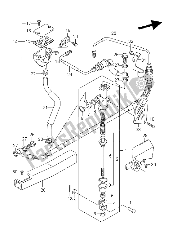 All parts for the Rear Master Cylinder (dl650aue E19) of the Suzuki DL 650A V Strom 2011