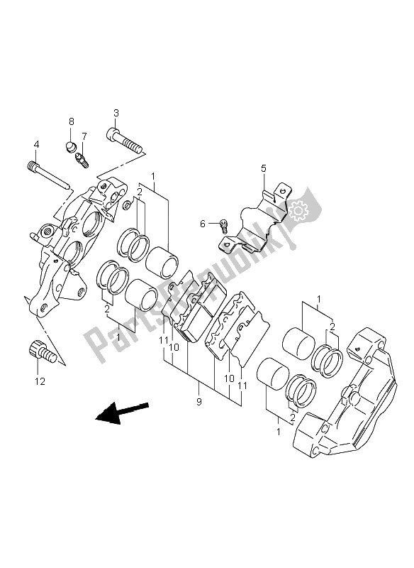 All parts for the Rear Caliper of the Suzuki VL 1500 Intruder LC 2002