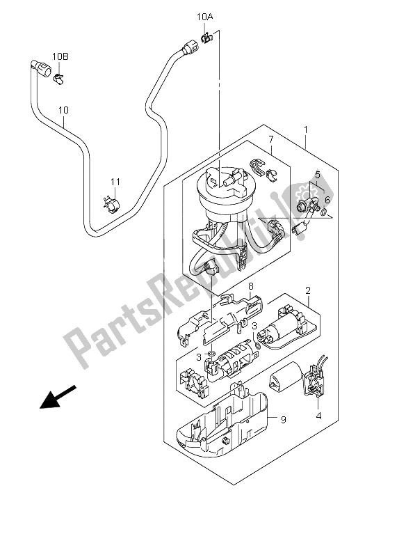 All parts for the Fuel Pump of the Suzuki AN 650A Burgman Executive 2005