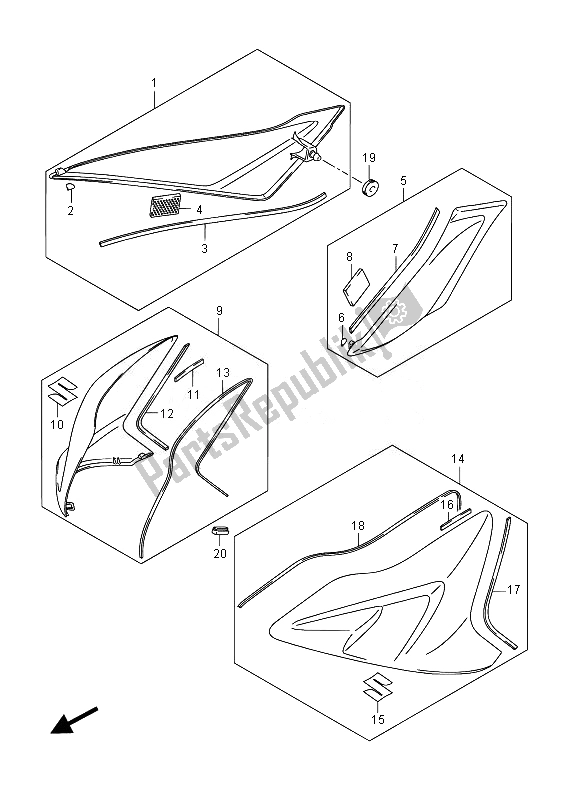 Alle onderdelen voor de Tankdeksel van de Suzuki GSX R 600 2014