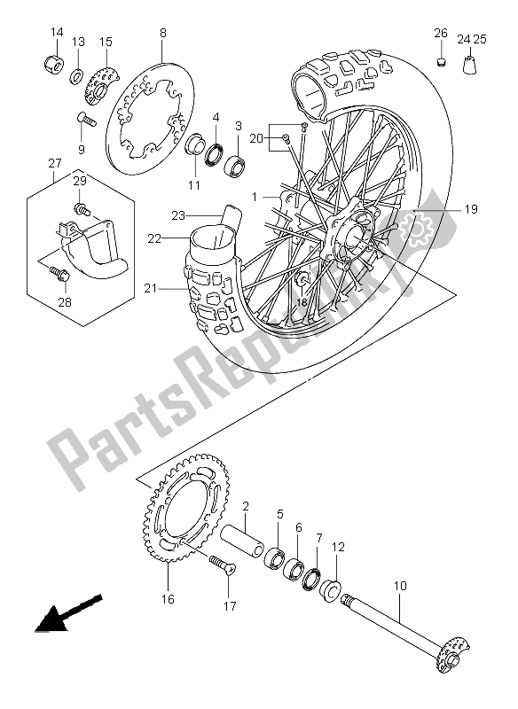 Toutes les pièces pour le Roue Arrière du Suzuki DR Z 400S 2008