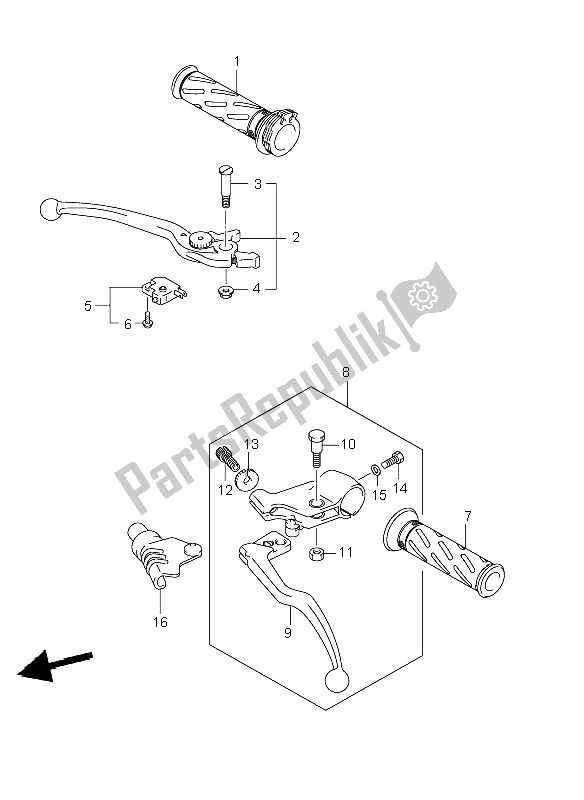 Tutte le parti per il Leva Maniglia (e2-e19-e24) del Suzuki DL 650A V Strom 2009