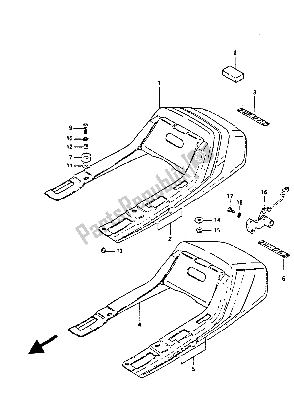 Wszystkie części do Tylna Pokrywa Siedzenia Suzuki GS 450 ES 1987