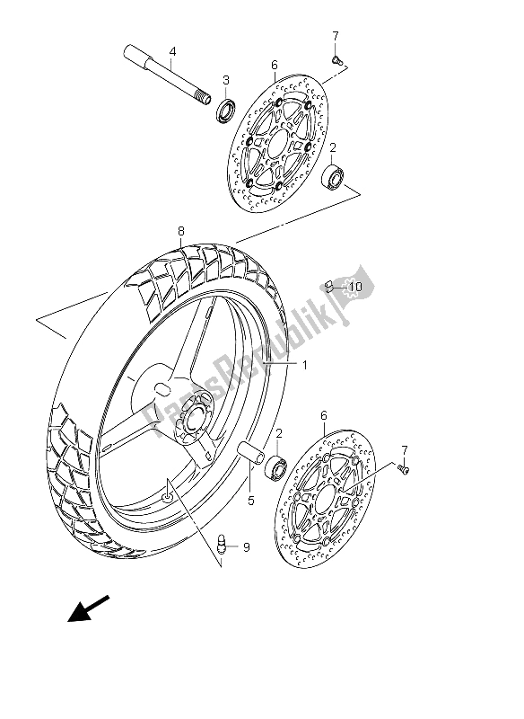 All parts for the Front Wheel of the Suzuki DL 650 V Strom 2005