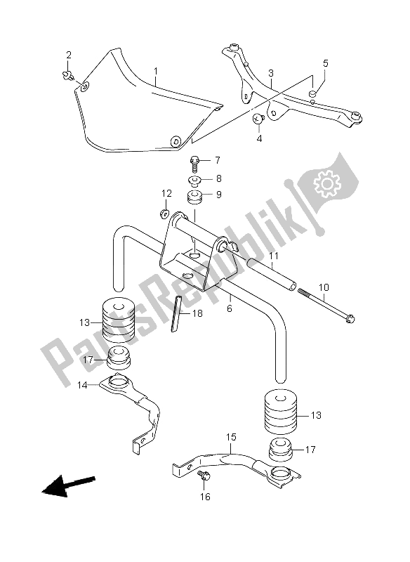 All parts for the Front Bracket of the Suzuki DL 1000 V Strom 2008