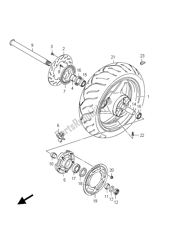 All parts for the Rear Wheel (gsf1250sa E21) of the Suzuki GSF 1250 SA Bandit 2012