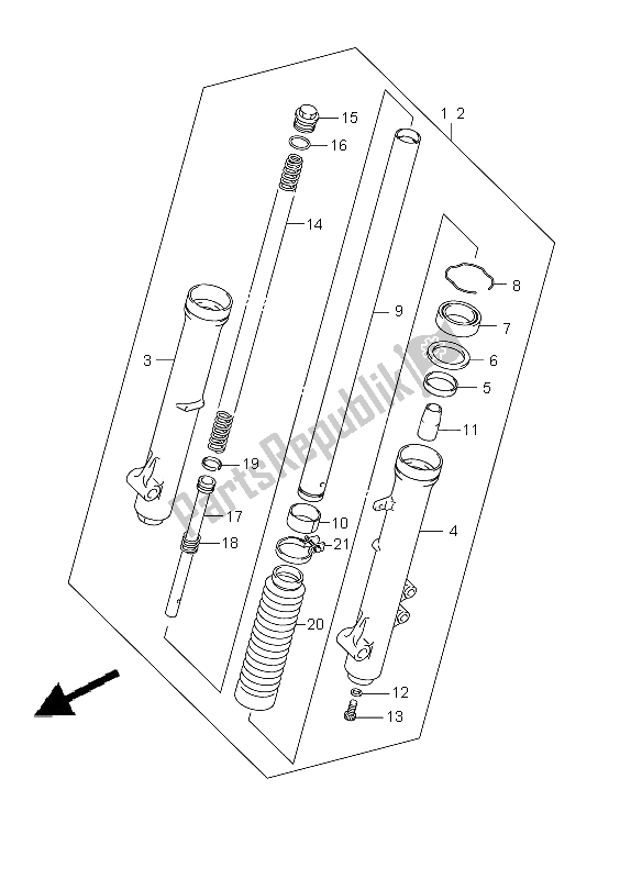 All parts for the Front Damper (lw) of the Suzuki DR Z 125 SW LW 2009