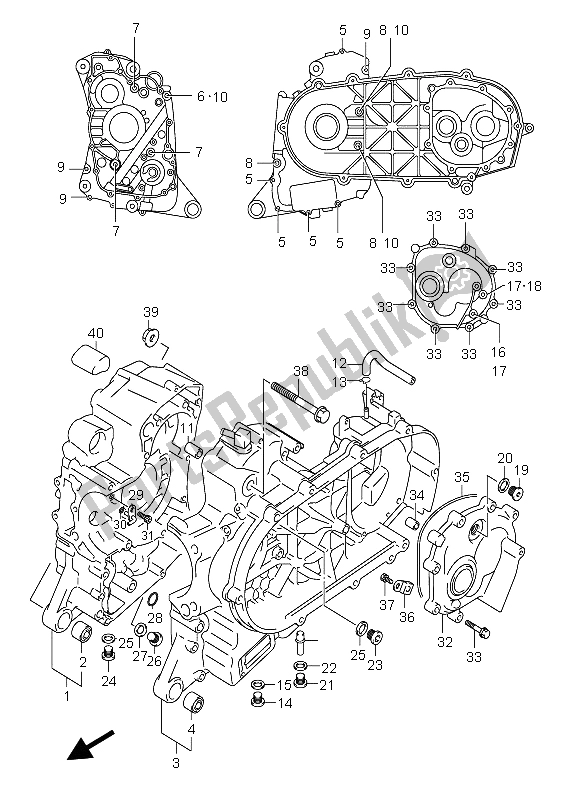 All parts for the Crankcase of the Suzuki Burgman AN 400S 2006