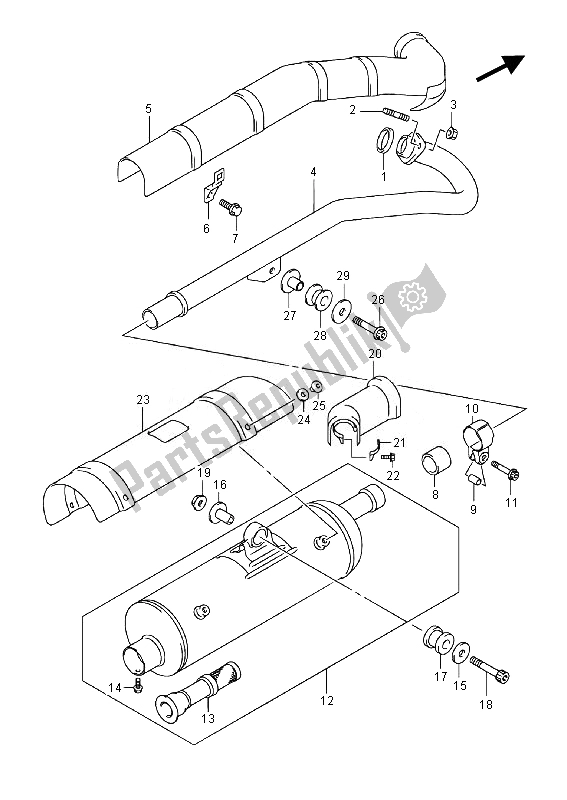 All parts for the Muffler (lt-a400f) of the Suzuki LT A 400 FZ Kingquad ASI 4X4 2014