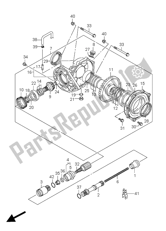 All parts for the Final Bevel Gear (rear) of the Suzuki LT A 450X Kingquad 4X4 Limited 2008