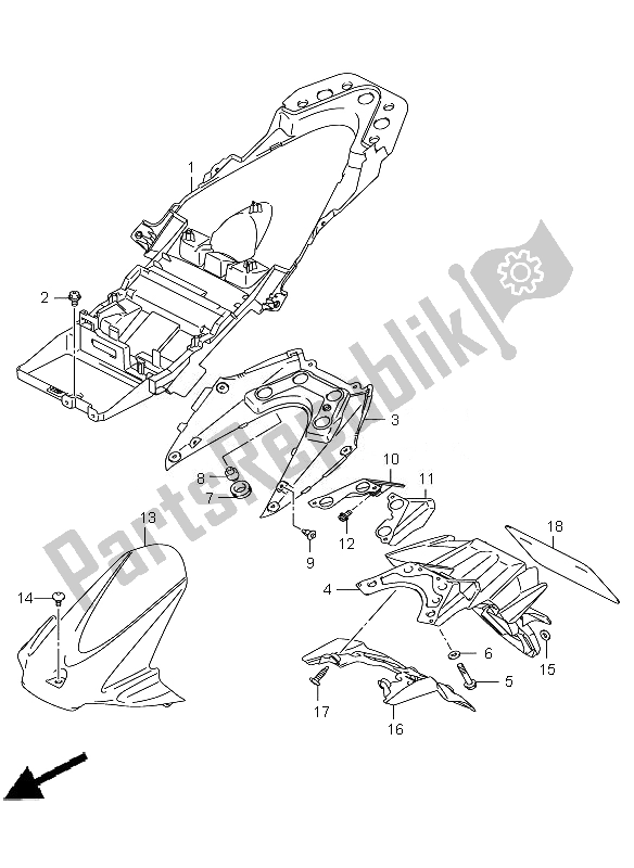 Toutes les pièces pour le Garde-boue Arrière du Suzuki GSX R 1000Z 2010