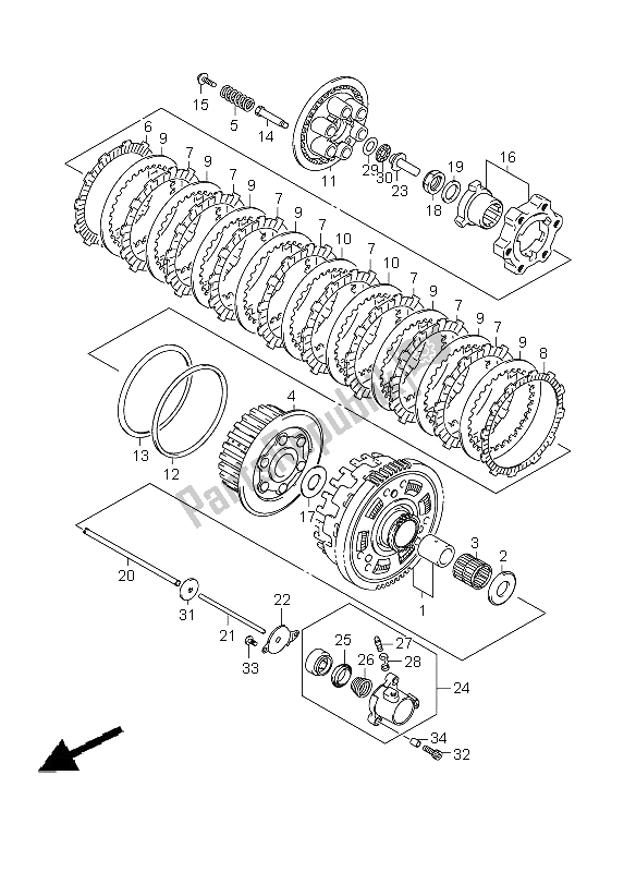 All parts for the Clutch of the Suzuki GSX 1300R Hayabusa 2009