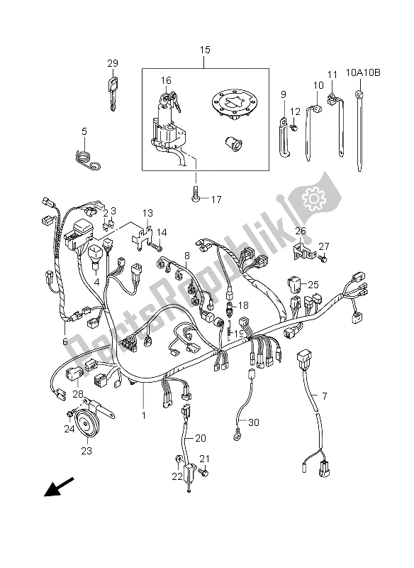 All parts for the Wiring Harness of the Suzuki GSX 1300R Hayabusa 2005