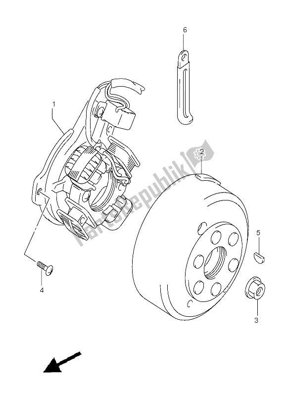 Todas as partes de Magneto do Suzuki DR Z 125 SW LW 2004