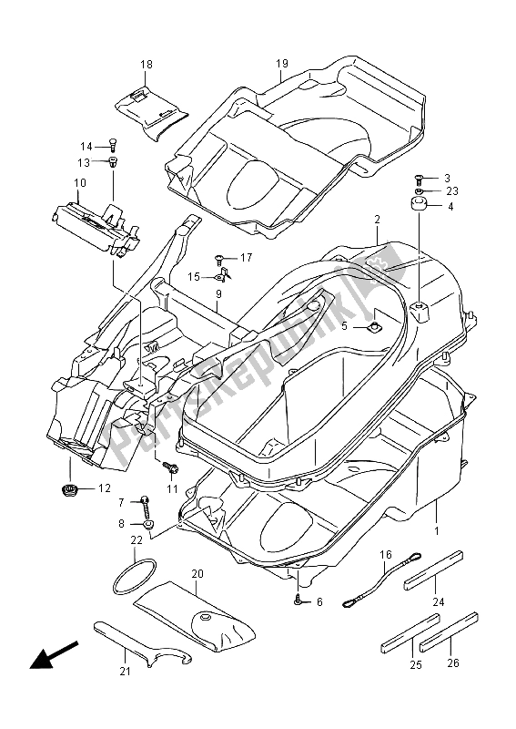 Alle onderdelen voor de Helm Doos van de Suzuki AN 650Z Burgman Executive 2015