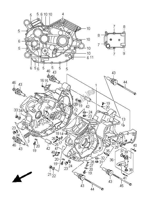 All parts for the Crankcase of the Suzuki VZ 1500 Intruder 2009