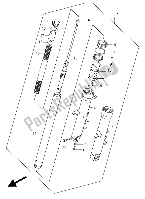 All parts for the Front Damper of the Suzuki DL 1000 V Strom 2002