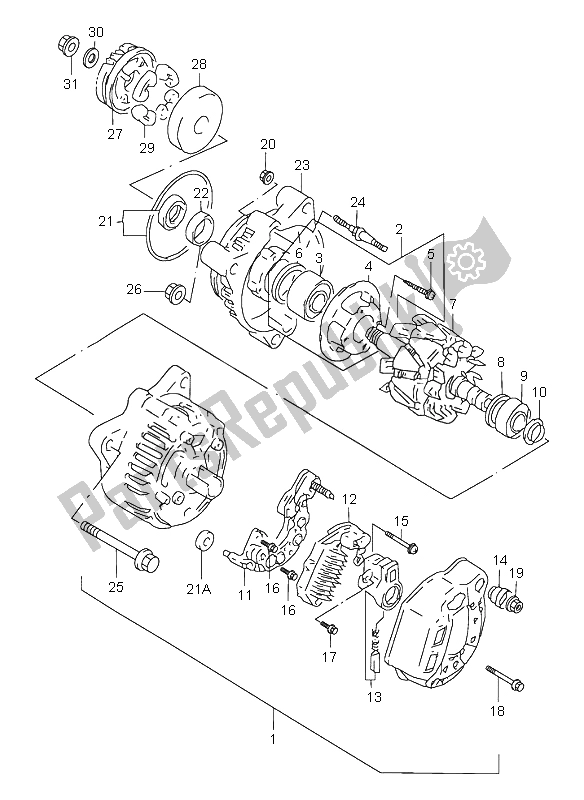 Tutte le parti per il Alternatore del Suzuki GSX 600F 1999