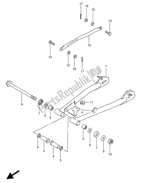 Todas las partes para Brazo Oscilante Trasero de Suzuki GN 250E 1991