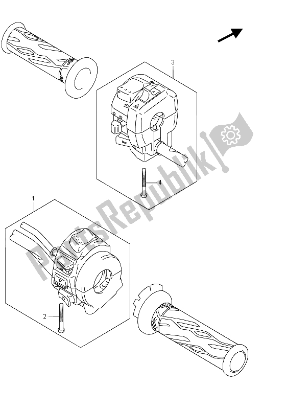 Alle onderdelen voor de Handvat Schakelaar van de Suzuki GSX R 1000 2015