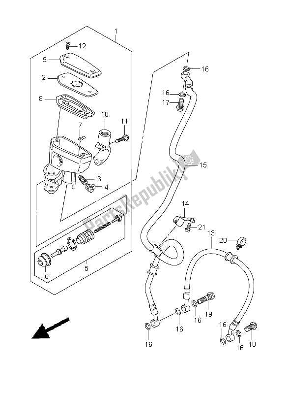 Tutte le parti per il Tubo Freno Anteriore (gsx1300bk-uf) del Suzuki GSX 1300 BKA B King 2009