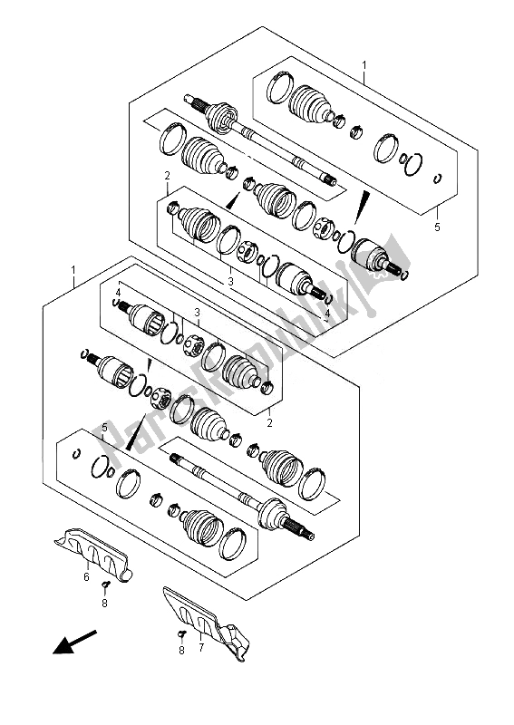 Todas as partes de Eixo De Transmissão Frontal do Suzuki LT A 500 XPZ Kingquad AXI 4X4 2014