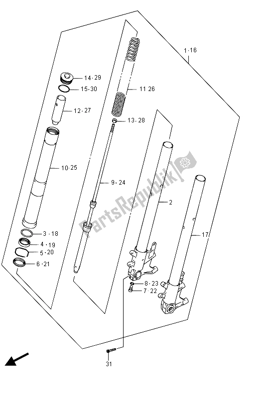 Wszystkie części do Amortyzator Przedniego Widelca (vzr1800uf E19) Suzuki VZR 1800 BZ M Intruder 2015