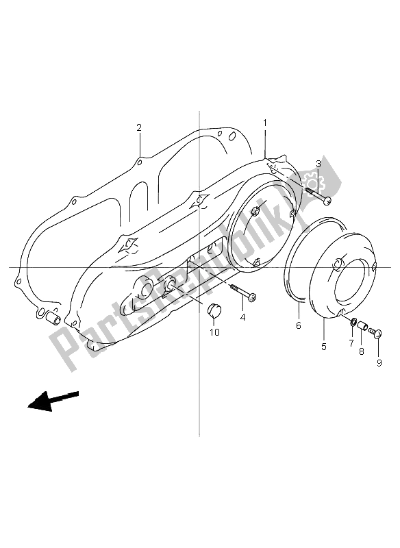 All parts for the Crankcase Lh Cover of the Suzuki TR 50S Street Magic 1999