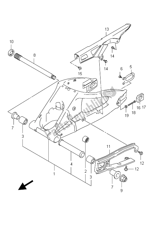 All parts for the Rear Swinging Arm (gsx-r750 E21) of the Suzuki GSX R 750 2012