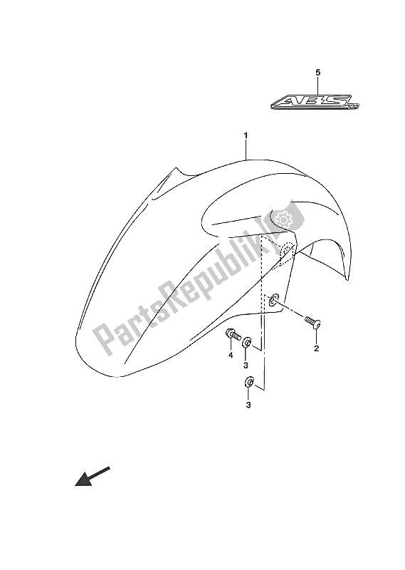 All parts for the Front Fender (uh200a P04) of the Suzuki UH 200A Burgman 2016