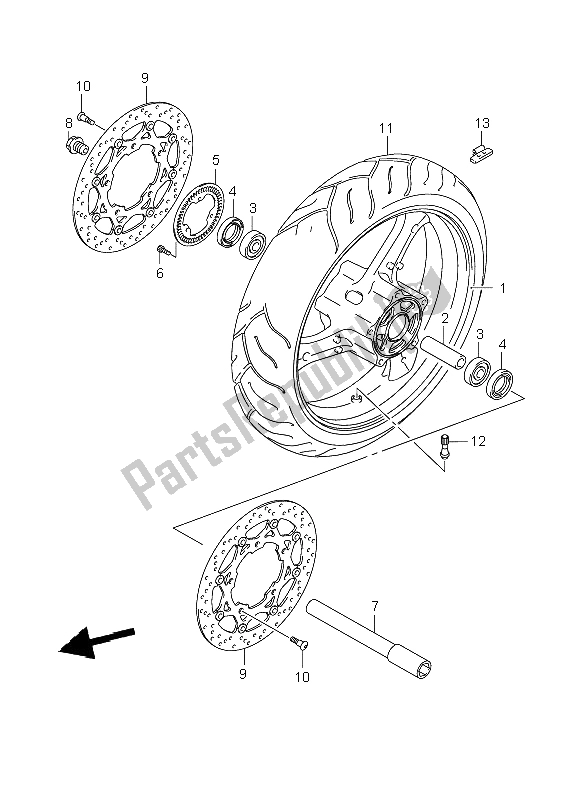 All parts for the Front Wheel (gsf1200a-sa) of the Suzuki GSF 1200 Nsnasa Bandit 2006