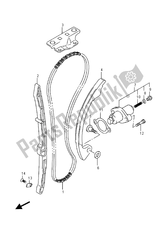 All parts for the Cam Chain of the Suzuki LT Z 400 Quadsport 2014