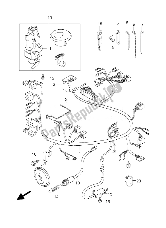 All parts for the Wiring Harness of the Suzuki GZ 125 Marauder 2007