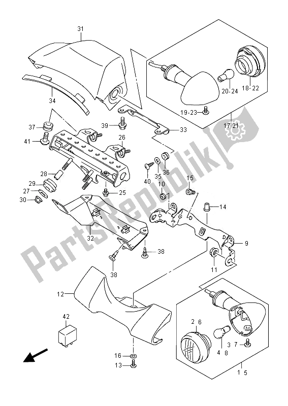 Tutte le parti per il Indicatore Di Direzione (vl800b E19) del Suzuki VL 800B Intruder 2014