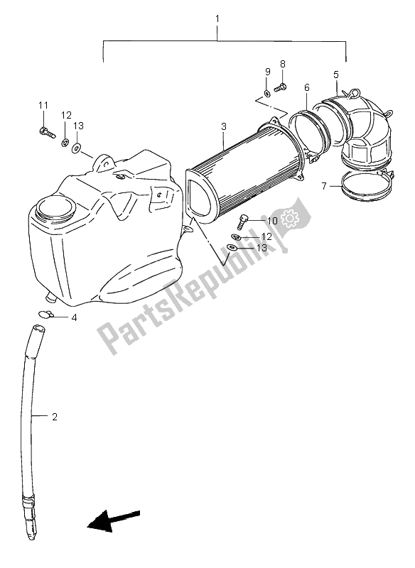 All parts for the Air Cleaner (front) of the Suzuki VS 800 Intruder 2000