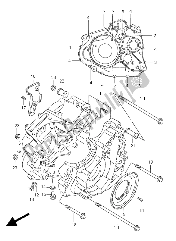 All parts for the Crankcase of the Suzuki XF 650 Freewind 1997