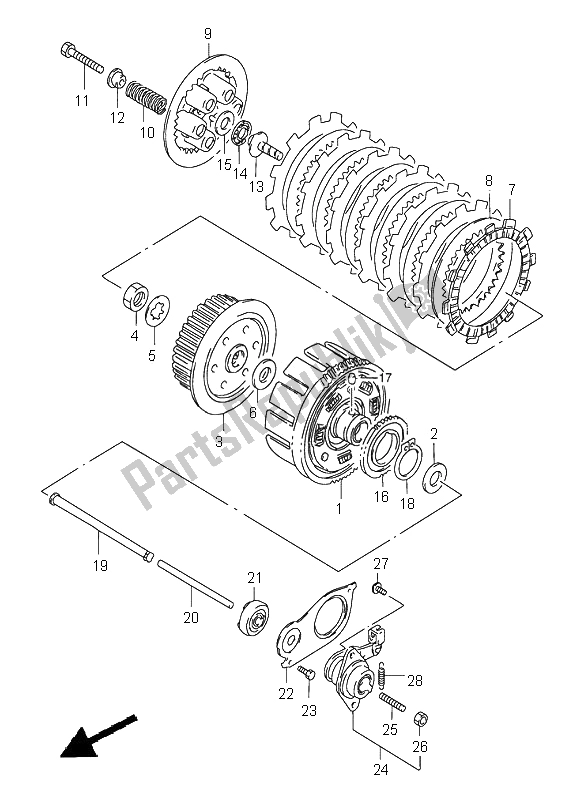 All parts for the Clutch of the Suzuki GS 500 2002