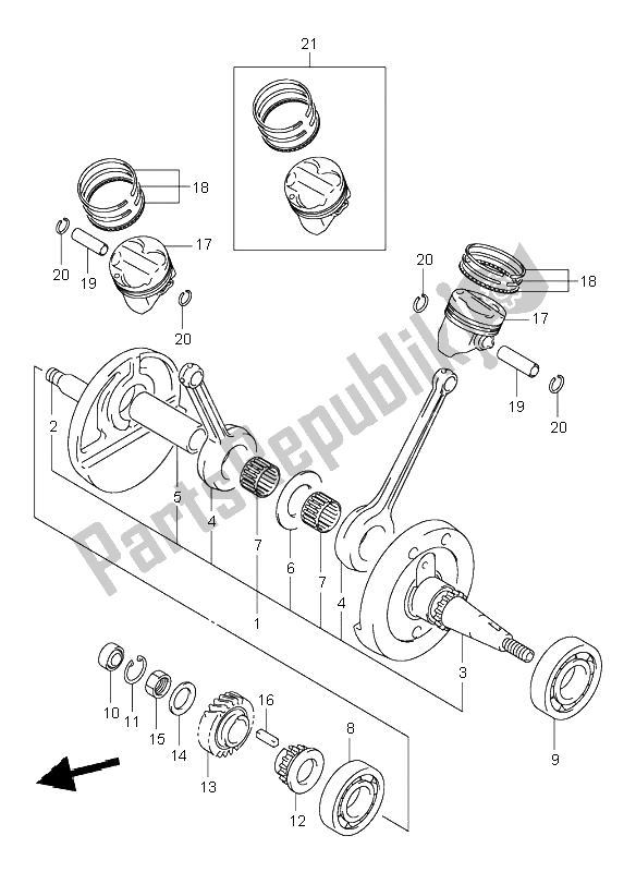 Tutte le parti per il Albero A Gomiti del Suzuki VL 125 Intruder 2003