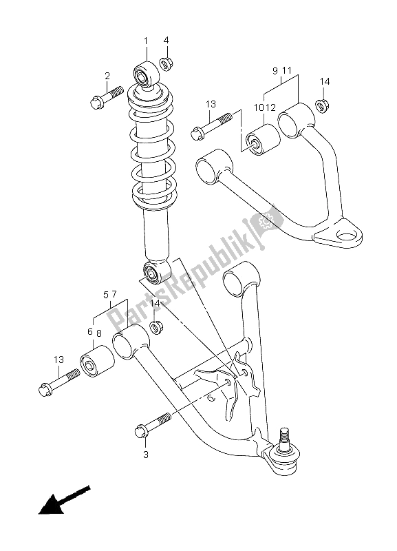 All parts for the Suspension Arm of the Suzuki LT F 250 Ozark 2008