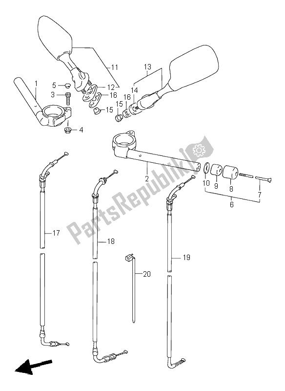 All parts for the Handlebar of the Suzuki GSX R 1100W 1995