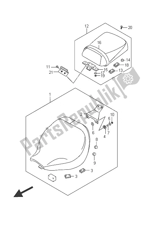 All parts for the Seat (vl800c E24) of the Suzuki C 800 VL Intruder 2011